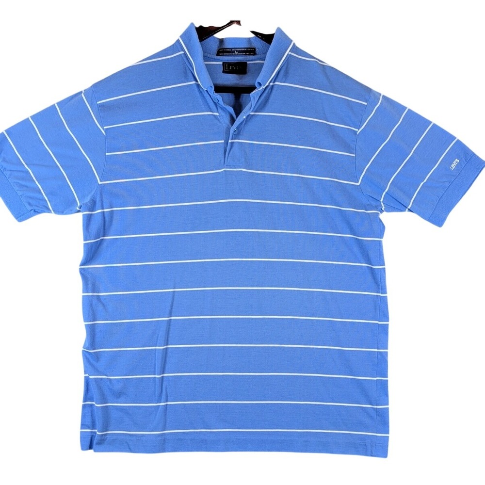 Vintage Levi's Polo Shirt Men's Size Large Blue Classic‎ Preppy 80's